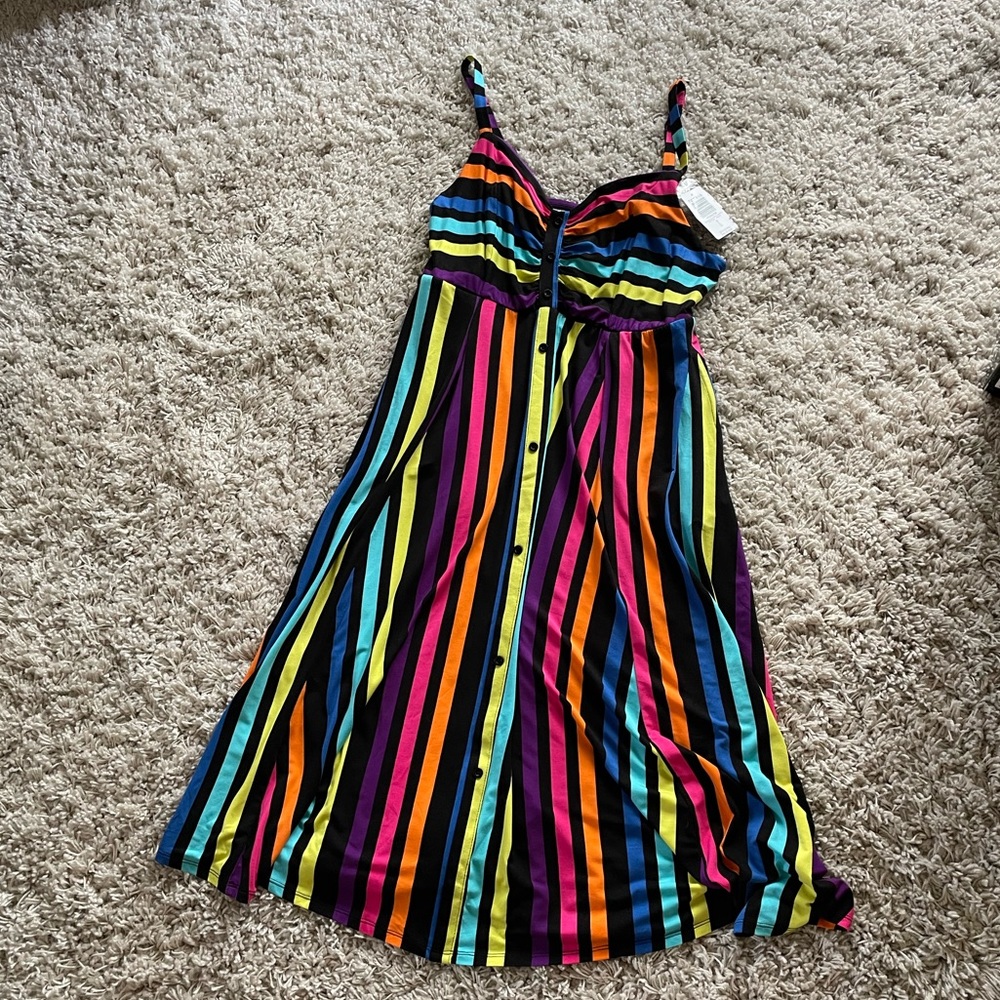 Torrid super soft midi multi color rainbow striped dress size 0